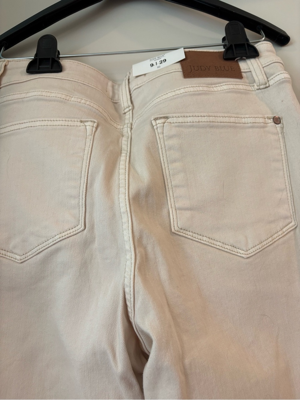 Judy Blue Cream Straight Fit Jeans with Frayed Hem - Picture 4 of 5
